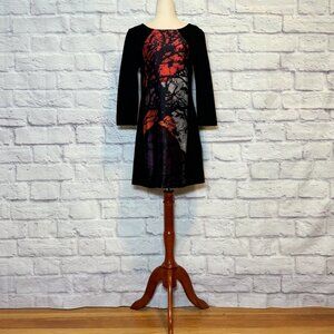 Tibi Black Silk Tree Print Mini Dress
